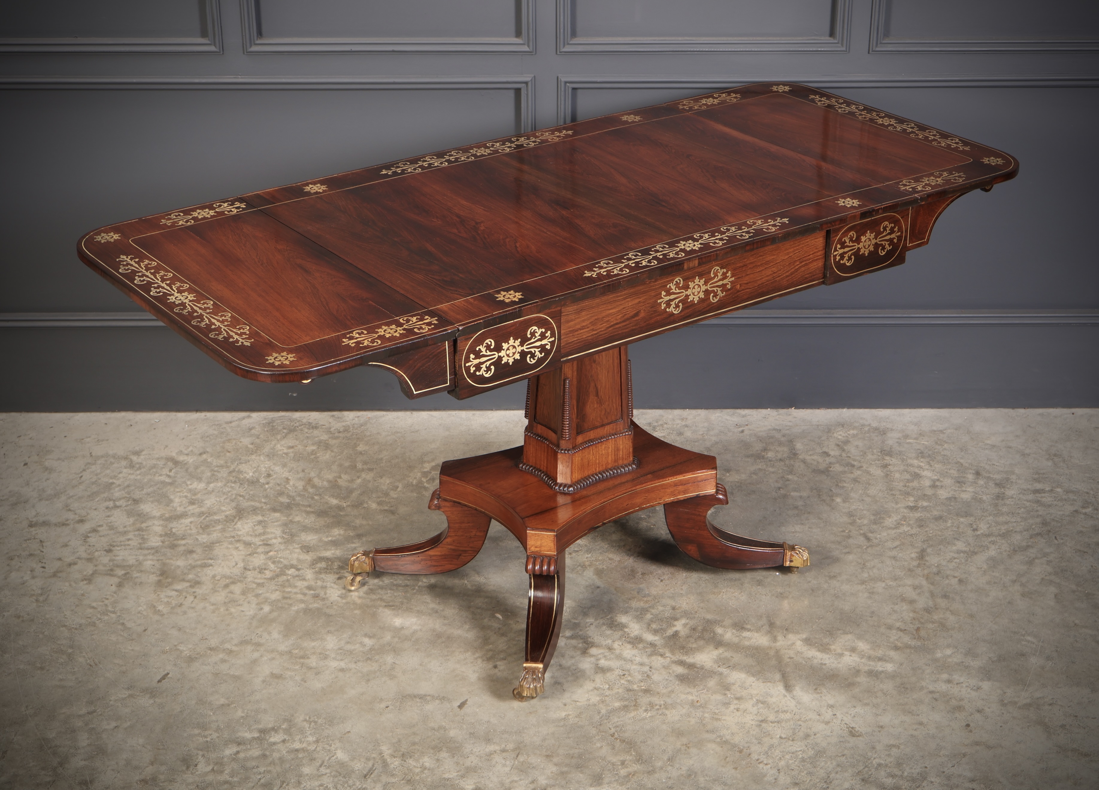 Regency Rosewood Brass Inlaid Sofa Table - Image 5